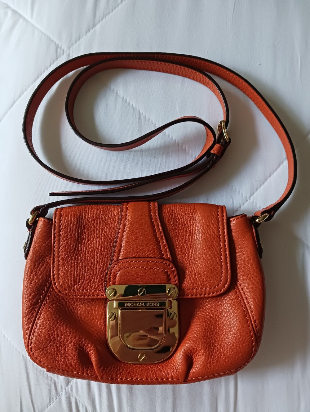 Michael Kors Charlton Orange Leather Crossbody Bag